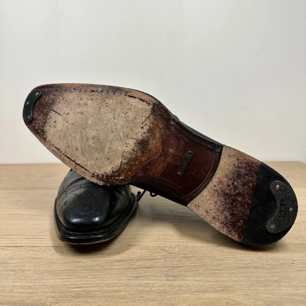 Mezlan Custom Oxford Shoes Mens 14 M Black Leather Brogue Wingtip Dress Shoes